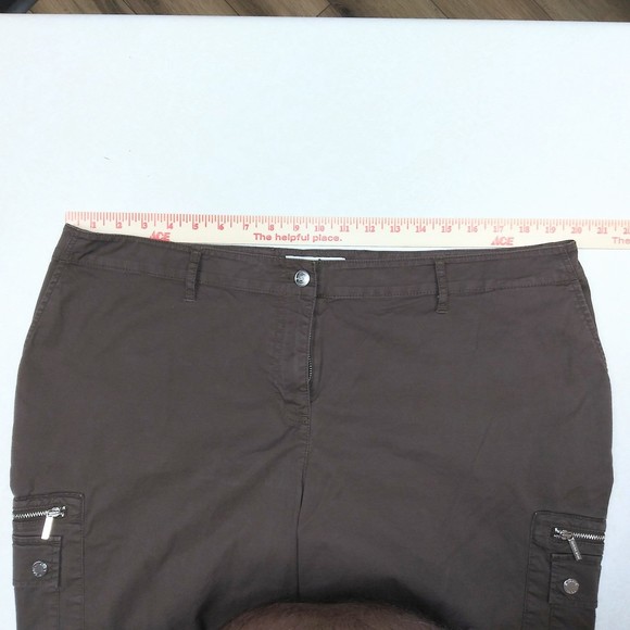 MICHAEL Michael Kors Brown Cargo Pants Women Size 16W Long Tall Stretch 8 Pocket - Picture 8 of 9